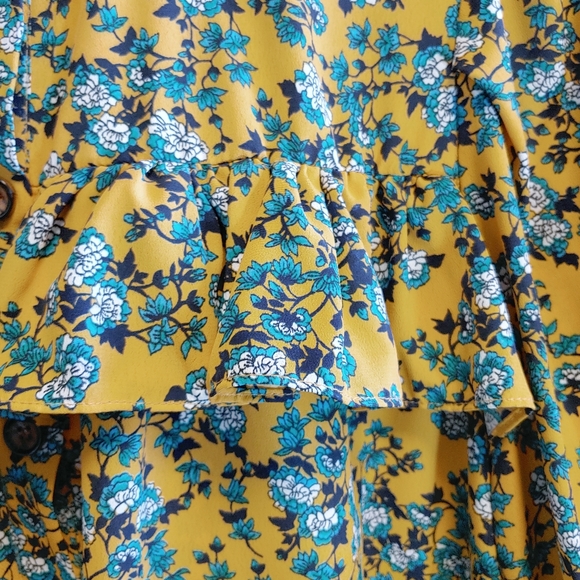 Topshop Yellow and Blue Floral Pleated Mini Dress - Picture 7 of 11